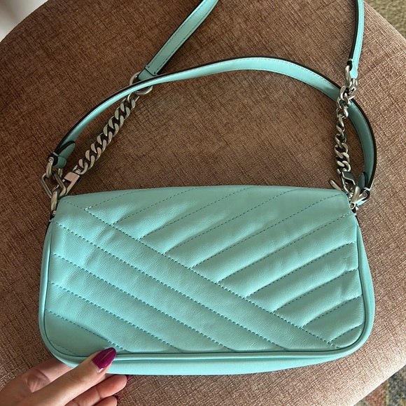 TORY BURCH Kira Small Chevron Shoulder Bag - Light Blue - Picture 5 of 9
